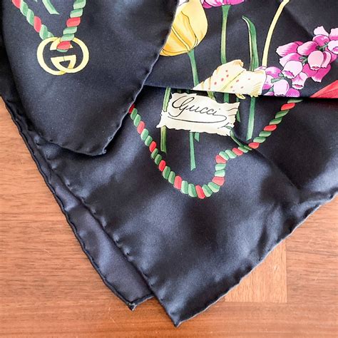 gucci silk scarfs black|Gucci silk scarf sale.